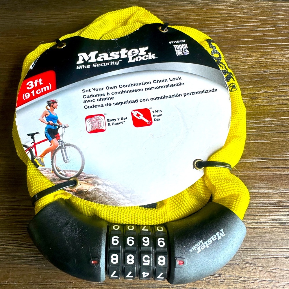Master Bike Security Chain Lock 4 Digit Password Anti Theft Durable